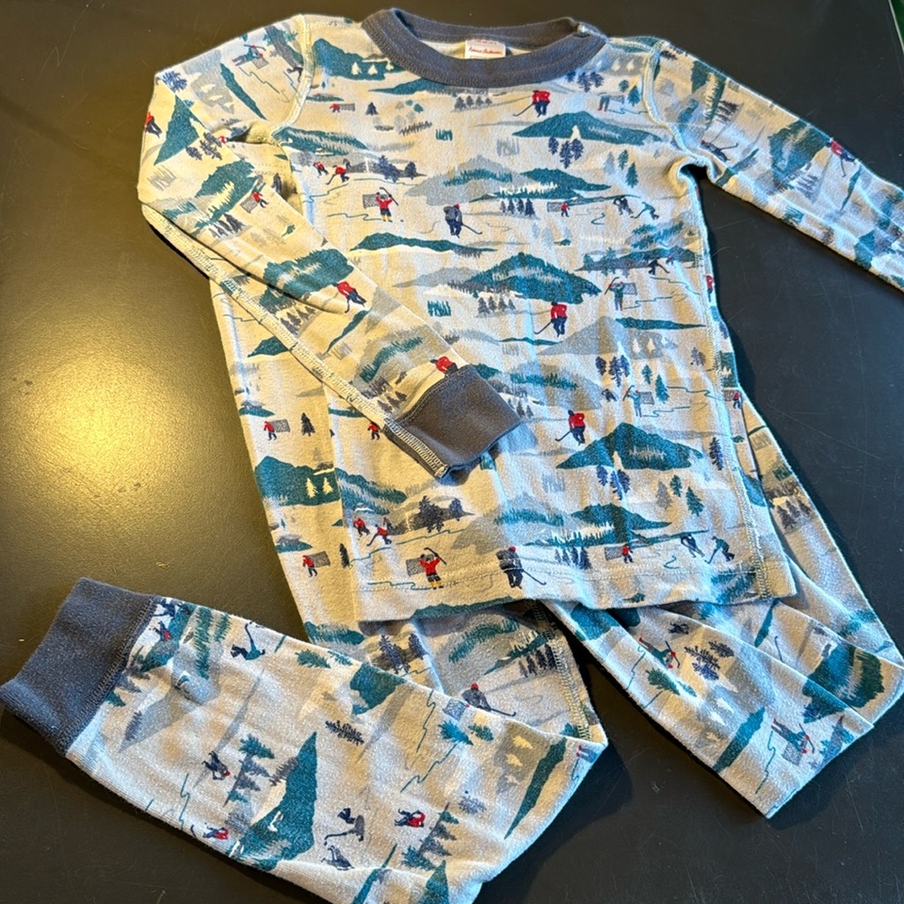 Hanna Andersson Organic Long John Pajamas (Ice Hockey)